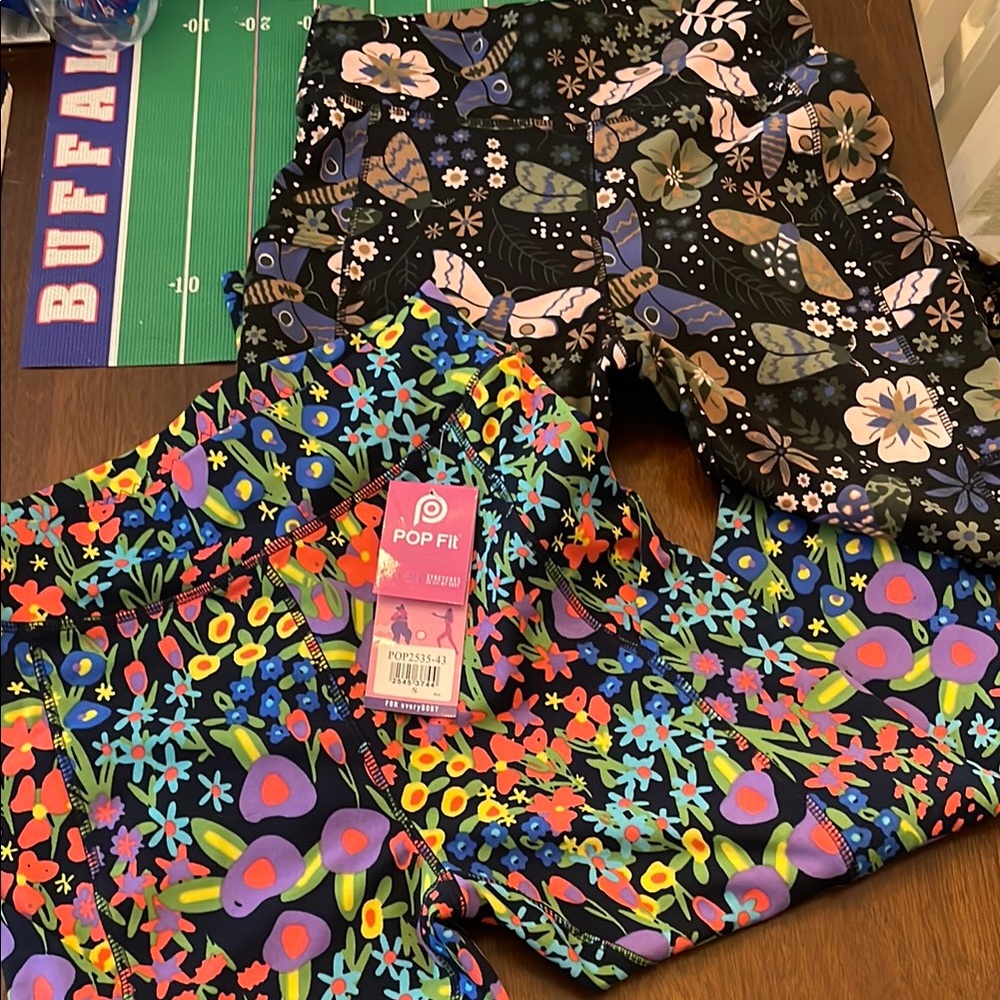 2 Pair POP FIT Floral Leggings - Multicolor SMALL